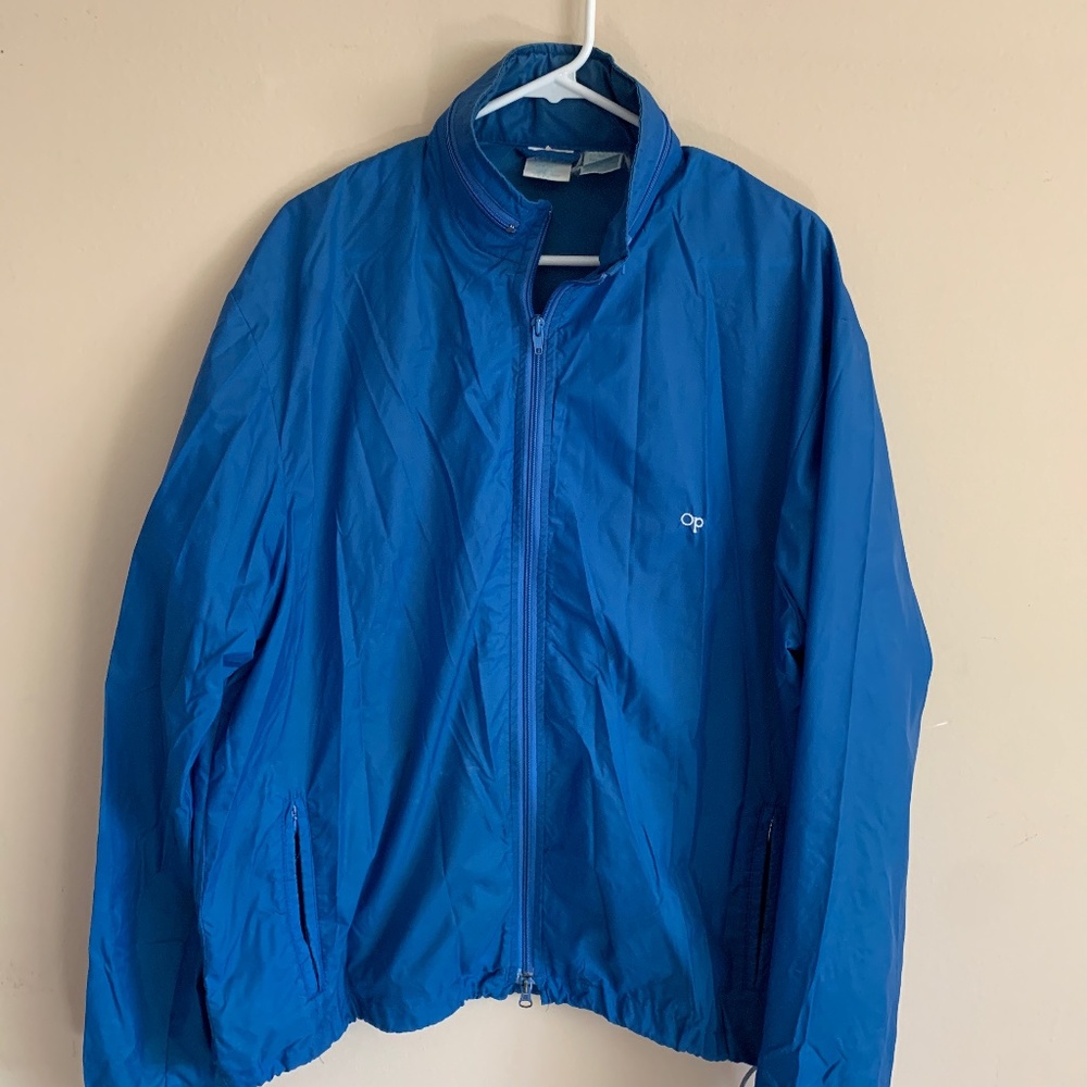 Vintage OP Ocean Pacific Blue weather wear windbreaker jacket Size XL